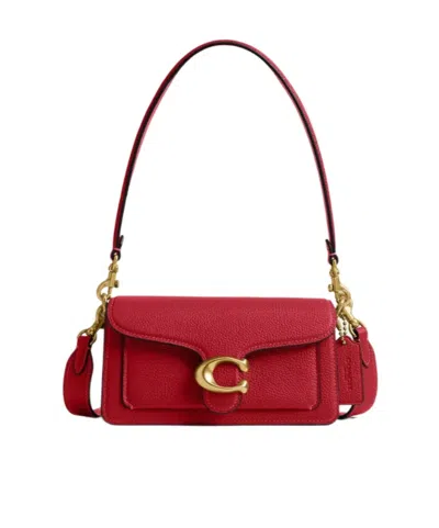 Coach Logo-plaque Pebbled-leather Shoulder Bag In Pink