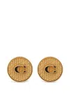 Coach Logo-plaque Stud Earrings In White