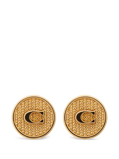 COACH LOGO-PLAQUE STUD EARRINGS