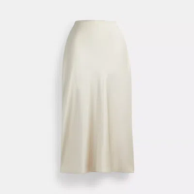Coach Long Satin Midi Skirt In Beige