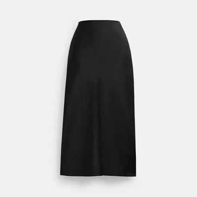 Coach Long Satin Midi Skirt In Black
