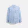 Coach Long Sleeve Button Down Shirt In Blue