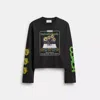 Coach Long Sleeve Graphic T Shirt In Organic Cotton In Black