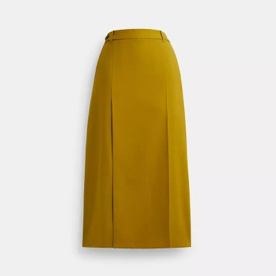 Coach Long Tailored Skirt In Green