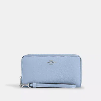 Coach Long Zip Around Wallet In Blue