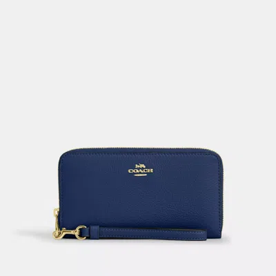 Coach Long Zip Around Wallet In Blue