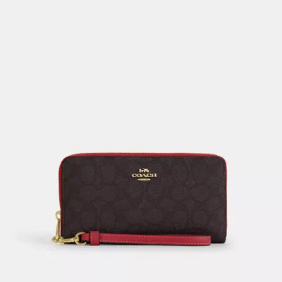 Coach Long Zip Around Wallet In Signature Canvas In Multi