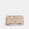 Coach Long Zip Around Wallet In Signature Canvas With Floral Print In Beige