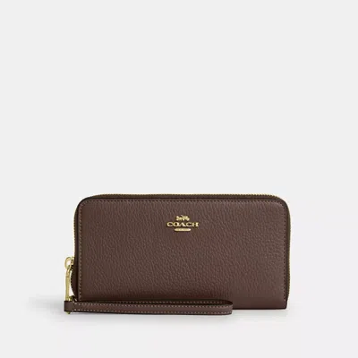 Coach Long Zip Around Wallet With Detachable Card Case In Brown
