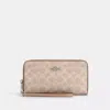 Coach Long Zip Around Wallet With Detachable Card Case In Signature Canvas In Beige