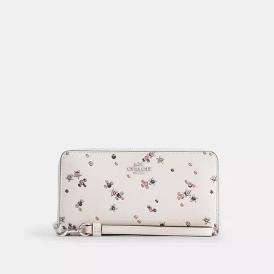Coach Long Zip Around Wallet With Star Print In White