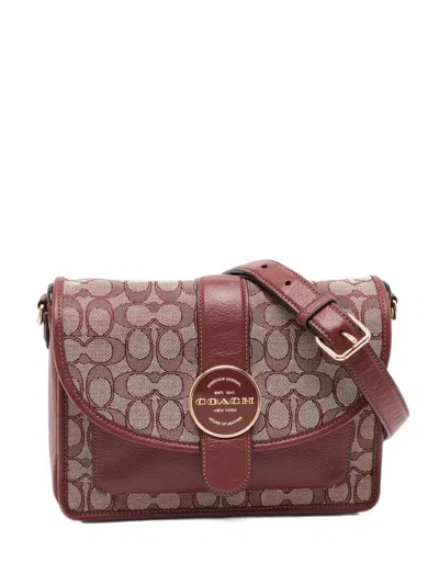 Pre-owned Coach Lonnie Signature Shoulder Bag In Red