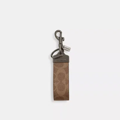 Coach Loop Key Fob In Signature Canvas In Beige