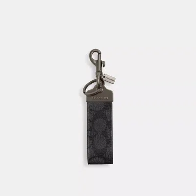 Coach Loop Key Fob In Signature Canvas In Black