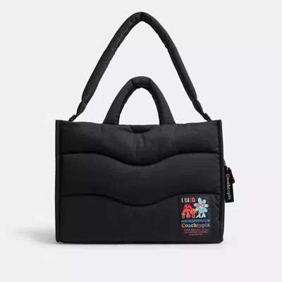 Coach Loop Tote With Wavy Quilting In Black