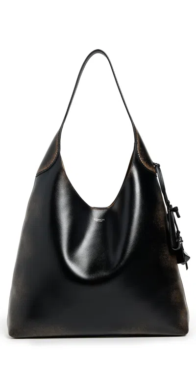 Coach Loved Leather Brooklyn Shoulder Bag Lh/black Brown
