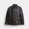 Coach Loved Leather Shirt Jacket In Black