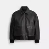 Coach Loveworn Leather Bomber Jacket In Black
