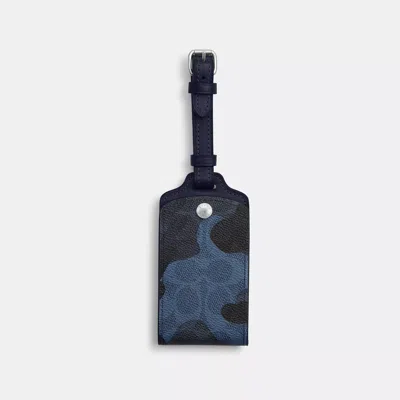Coach Luggage Tag In Signature Camo Print In Blue