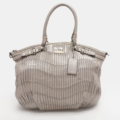 Coach Madison Gathered Metallic Leather Satchel In Multi