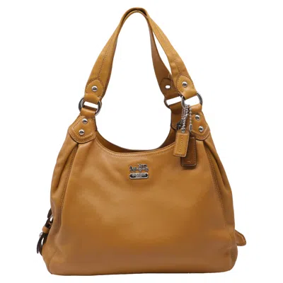 Pre-owned Coach Madison Hobo Shoulder Bag In Camel Brown Leather