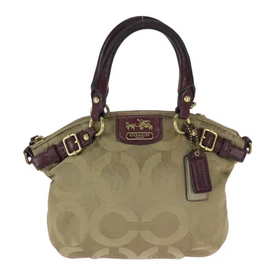 Coach Madison Nylon/leather Handbag In Sand