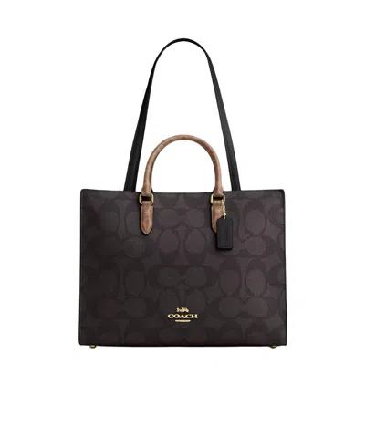 Coach Maggie Printed Tote Bag In Black
