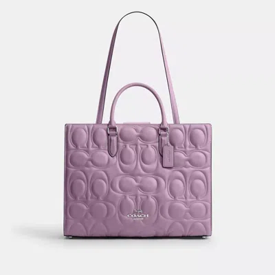 Coach Maggie Tote Bag In Signature Leather In Purple