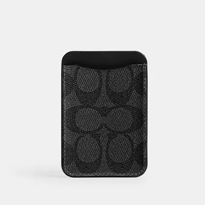 Coach Magsafe Phone Card Case In Signature Canvas In Charcoal