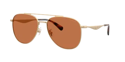 Coach C Hardware Metal Pilot Sunglasses In Brown