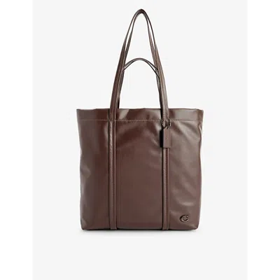Coach Maple Hall Leather Tote Bag In Brown