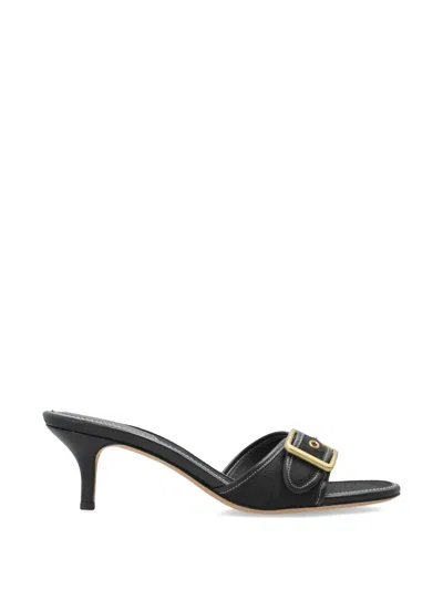 Coach Margot Buckle Monogram-pattern Sandals In Black