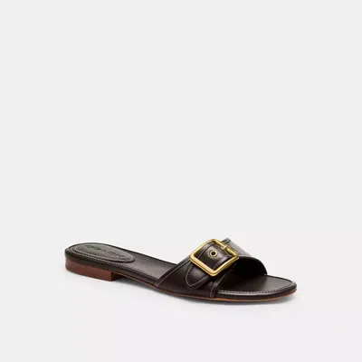 Coach Margot Flat Sandal In Brown