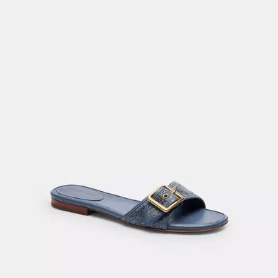 Coach Margot Flat Sandal In Crystal Signature Denim In Blue