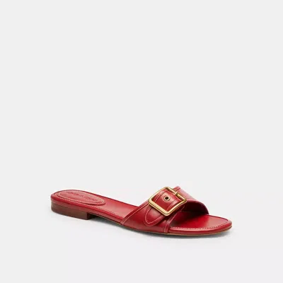 Coach Margot Flat Sandal In Red