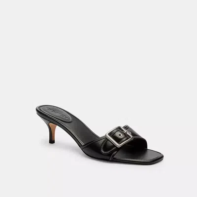 Coach Margot Leather Sandal In Black