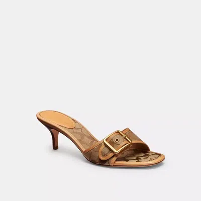 Coach Margot Sandal In Signature Jacquard In Brown