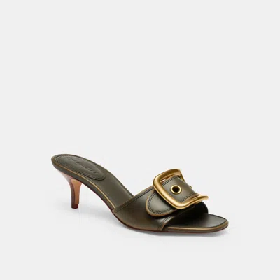 Coach Margot Sandal With Oversized Buckle In Loved Leather In Brown