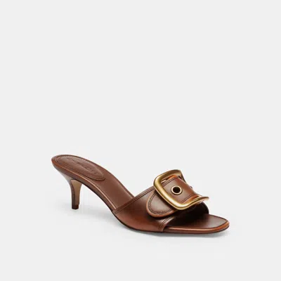 Coach Margot Sandal With Oversized Buckle In Loved Leather In Brown