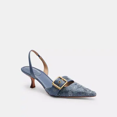 Coach Margot Slingback In Crystal Signature Denim In Blue