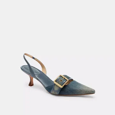 Coach Margot Slingback In Loved Denim In Purple