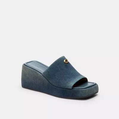 Coach Marie Platform Sandal In Loved Denim In Blue