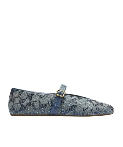 Coach Mary Jane In Crystal Signature Denim In Blue