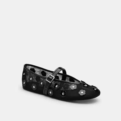 Coach Mary Jane With Tea Rose In Black