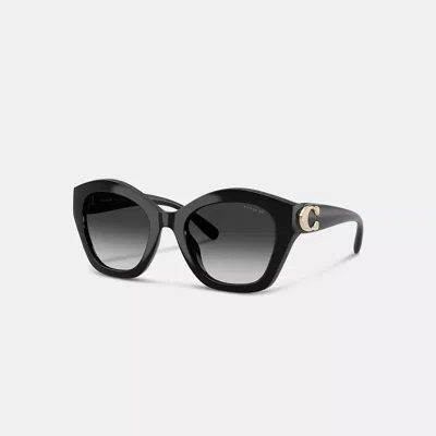 Coach Maxi Sculpted C Oversized Geometric Sunglasses In Black