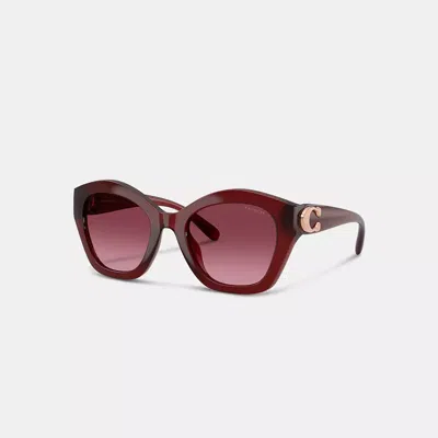 Coach Maxi Sculpted C Oversized Geometric Sunglasses In Red
