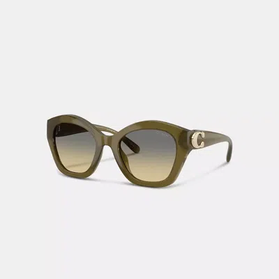 Coach Maxi Sculpted C Oversized Geometric Sunglasses In Green