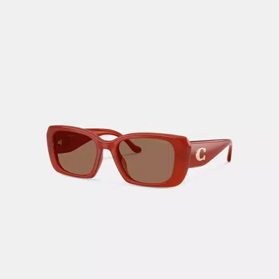 Coach Maxi Sculpted C Oversized Rectangle Sunglasses In Orange