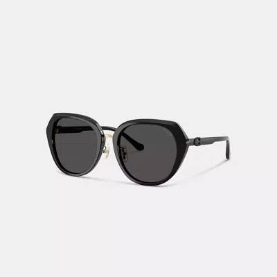 Coach Maxi Sculpted C Oversized Round Sunglasses In Black