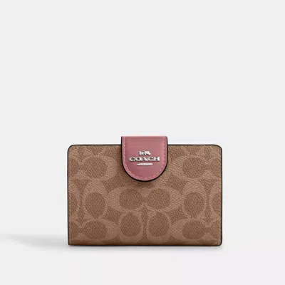 Coach Medium Corner Zip Wallet In Signature Canvas In Multi